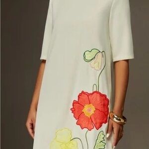 STYLEWE Cream and Red Asymmetrical Embellished Dress